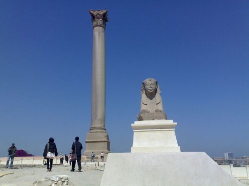 Pompey's Pillar and granite sphinx